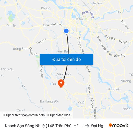 Khách Sạn Sông Nhuệ (148 Trần Phú- Hà Đông) to Đại Nghĩa map