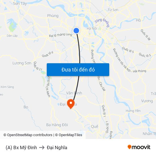 (A) Bx Mỹ Đình to Đại Nghĩa map