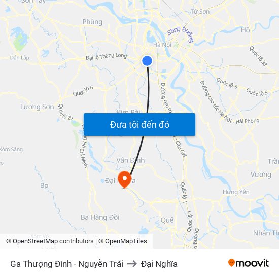 Ga Thượng Đình - Nguyễn Trãi to Đại Nghĩa map