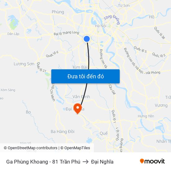 Ga Phùng Khoang - 81 Trần Phú to Đại Nghĩa map