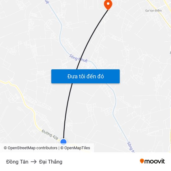 Đồng Tân to Đại Thắng map