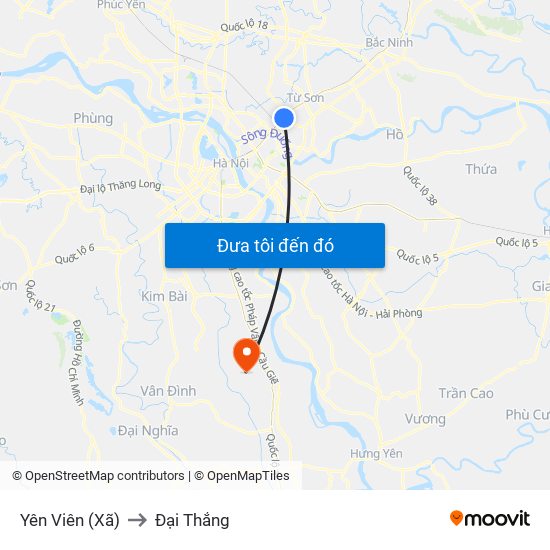 Yên Viên (Xã) to Đại Thắng map