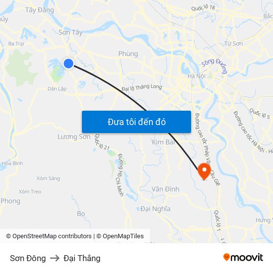 Sơn Đông to Đại Thắng map