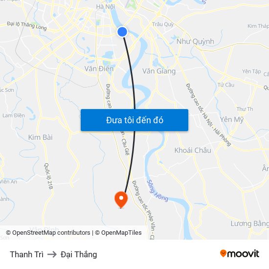 Thanh Trì to Đại Thắng map