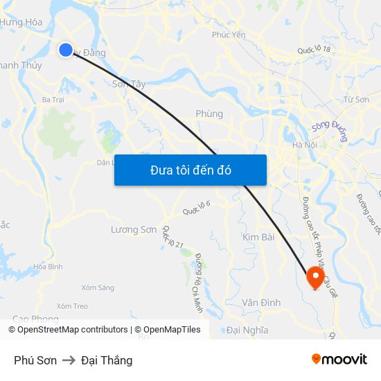 Phú Sơn to Đại Thắng map