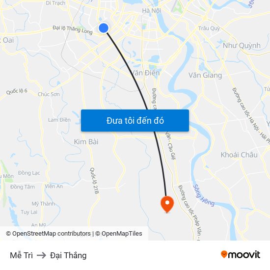 Mễ Trì to Đại Thắng map