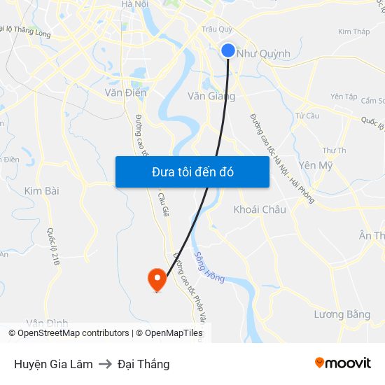 Huyện Gia Lâm to Đại Thắng map