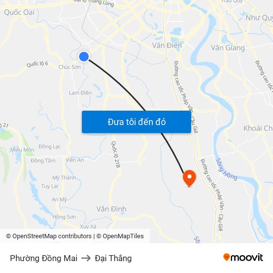 Phường Đồng Mai to Đại Thắng map