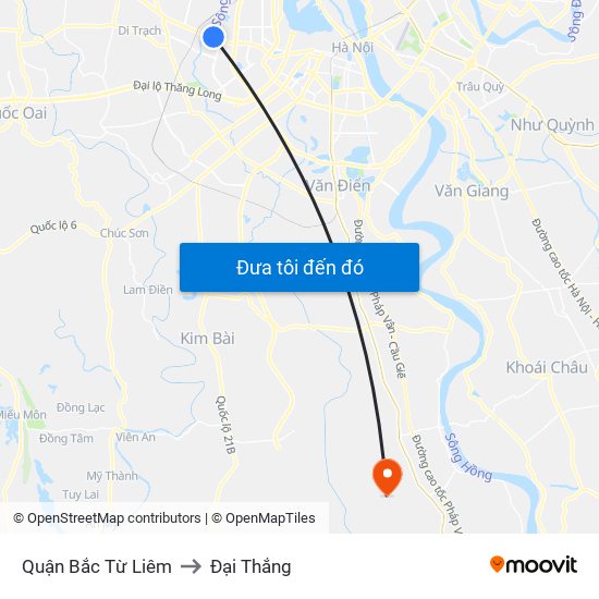 Quận Bắc Từ Liêm to Đại Thắng map