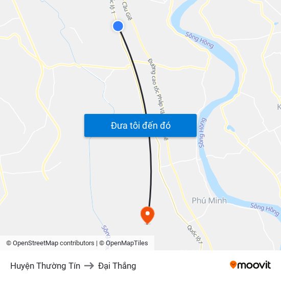 Huyện Thường Tín to Đại Thắng map