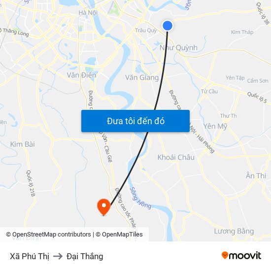 Xã Phú Thị to Đại Thắng map