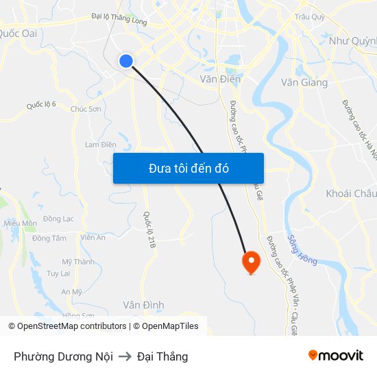 Phường Dương Nội to Đại Thắng map
