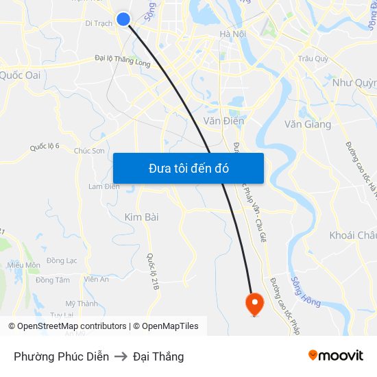 Phường Phúc Diễn to Đại Thắng map