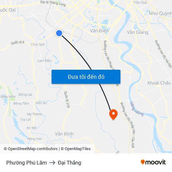 Phường Phú Lãm to Đại Thắng map