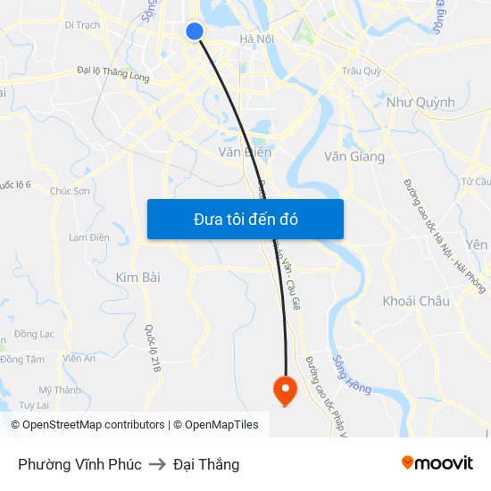 Phường Vĩnh Phúc to Đại Thắng map