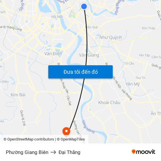 Phường Giang Biên to Đại Thắng map