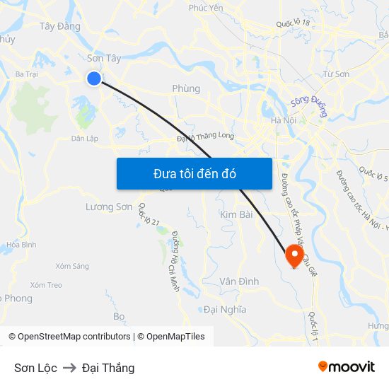 Sơn Lộc to Đại Thắng map