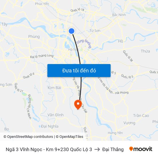 Ngã 3 Vĩnh Ngọc - Km 9+230 Quốc Lộ 3 to Đại Thắng map