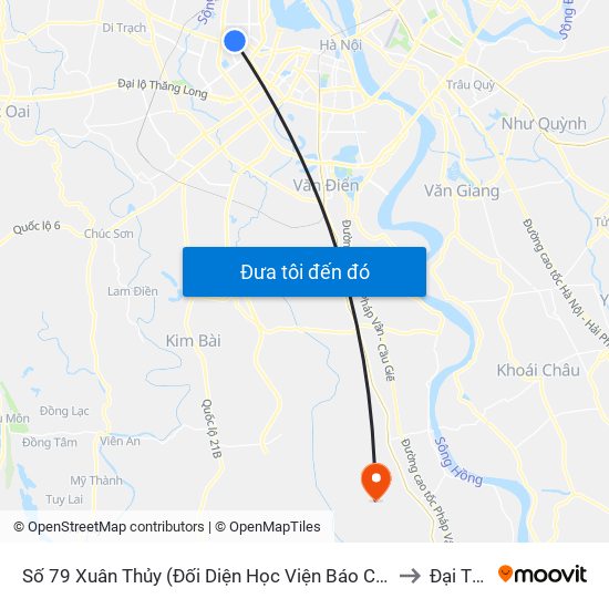 Số 79 Xuân Thủy (Đối Diện Học Viện Báo Chí Và Tuyên Truyền) to Đại Thắng map