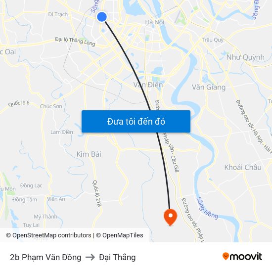 2b Phạm Văn Đồng to Đại Thắng map