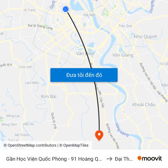 Gần Học Viện Quốc Phòng - 91 Hoàng Quốc Việt to Đại Thắng map