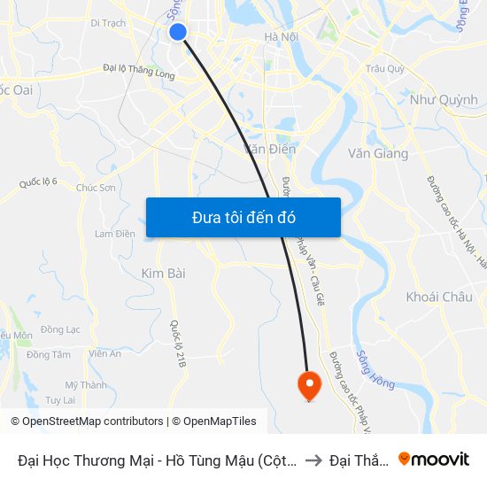 Đại Học Thương Mại - Hồ Tùng Mậu (Cột Sau) to Đại Thắng map