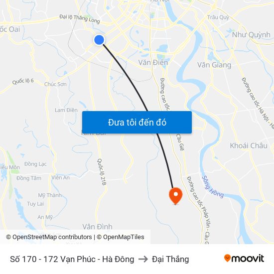 Số 170 - 172 Vạn Phúc - Hà Đông to Đại Thắng map