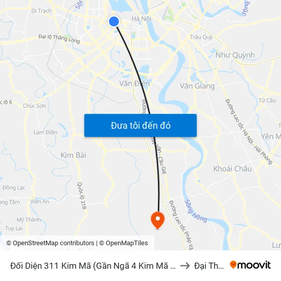 Đối Diện 311 Kim Mã (Gần Ngã 4 Kim Mã - Vạn Bảo) to Đại Thắng map