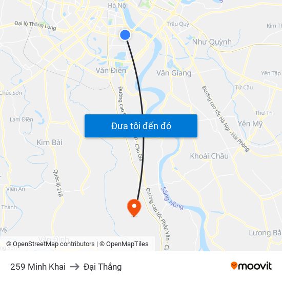 259 Minh Khai to Đại Thắng map