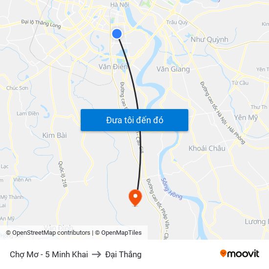 Chợ Mơ - 5 Minh Khai to Đại Thắng map