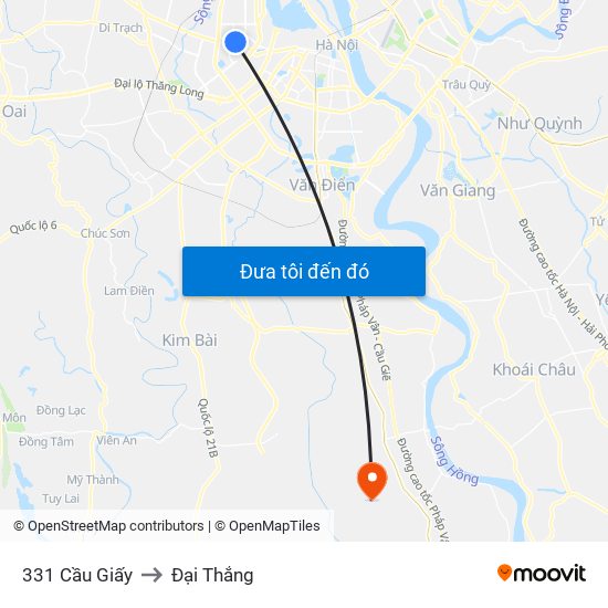 331 Cầu Giấy to Đại Thắng map