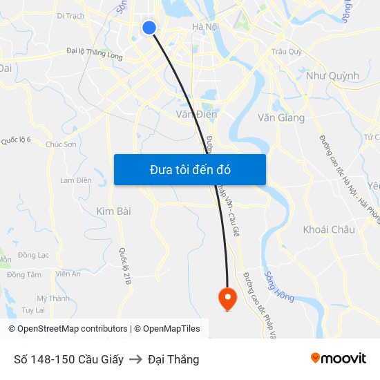 Số 148-150 Cầu Giấy to Đại Thắng map