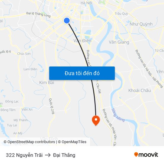 322 Nguyễn Trãi to Đại Thắng map