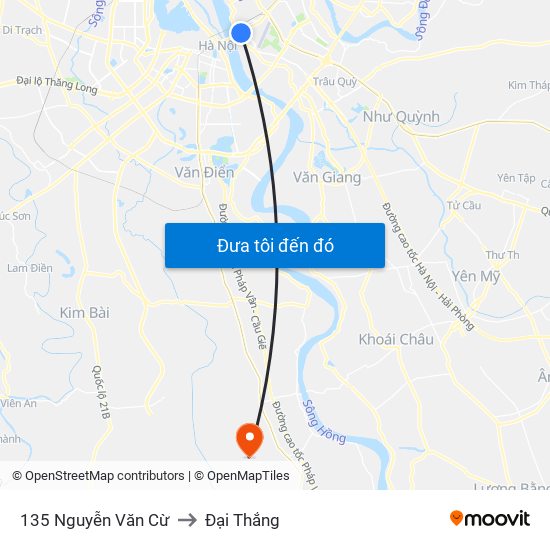 135 Nguyễn Văn Cừ to Đại Thắng map