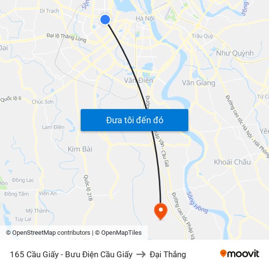 165 Cầu Giấy - Bưu Điện Cầu Giấy to Đại Thắng map