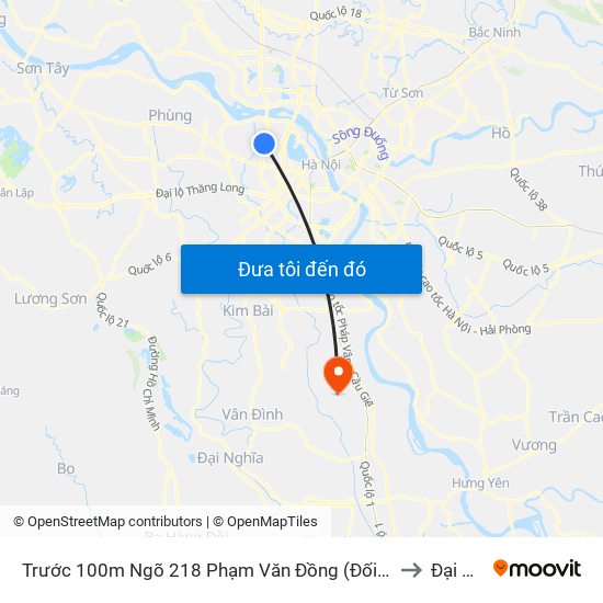 Trước 100m Ngõ 218 Phạm Văn Đồng (Đối Diện Công Viên Hòa Bình) to Đại Thắng map