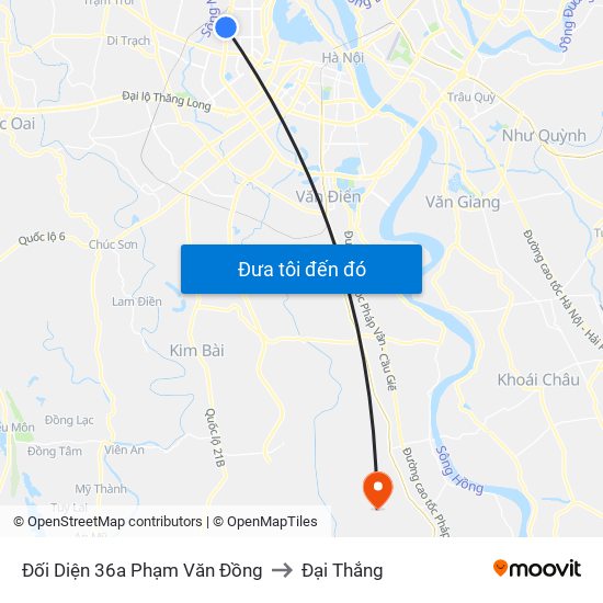 Đối Diện 36a Phạm Văn Đồng to Đại Thắng map