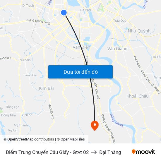 Điểm Trung Chuyển Cầu Giấy - Gtvt 02 to Đại Thắng map