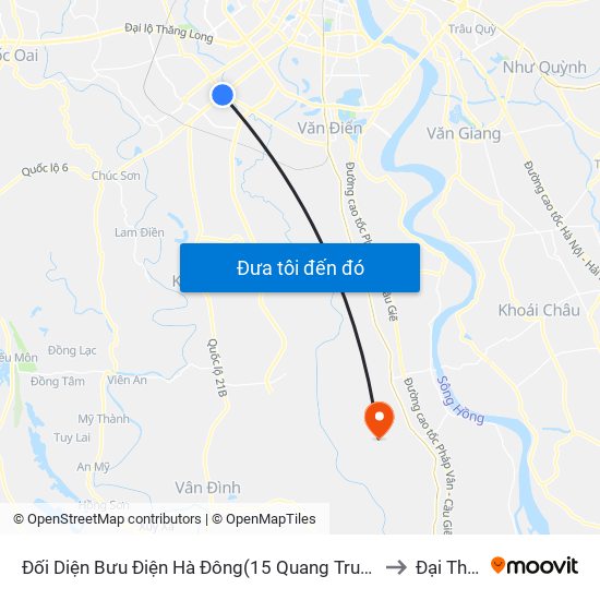 Đối Diện Bưu Điện Hà Đông(15 Quang Trung Hà Đông) to Đại Thắng map