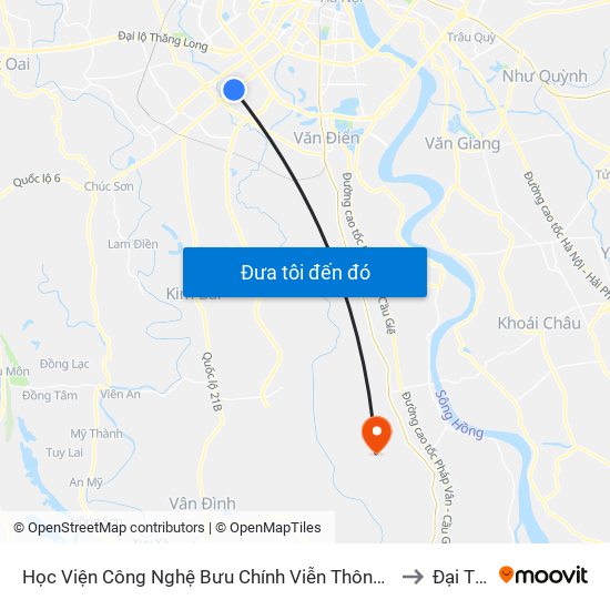 Học Viện Công Nghệ Bưu Chính Viễn Thông - Trần Phú (Hà Đông) to Đại Thắng map