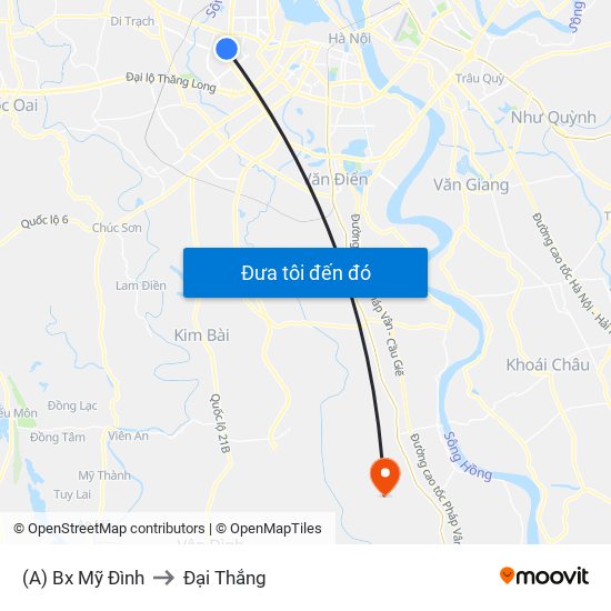 (A) Bx Mỹ Đình to Đại Thắng map