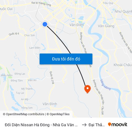 Đối Diện Nissan Hà Đông - Nhà Ga Văn Khê to Đại Thắng map