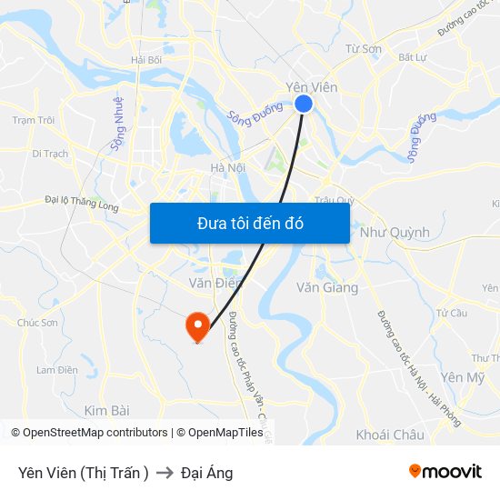 Yên Viên (Thị Trấn ) to Đại Áng map