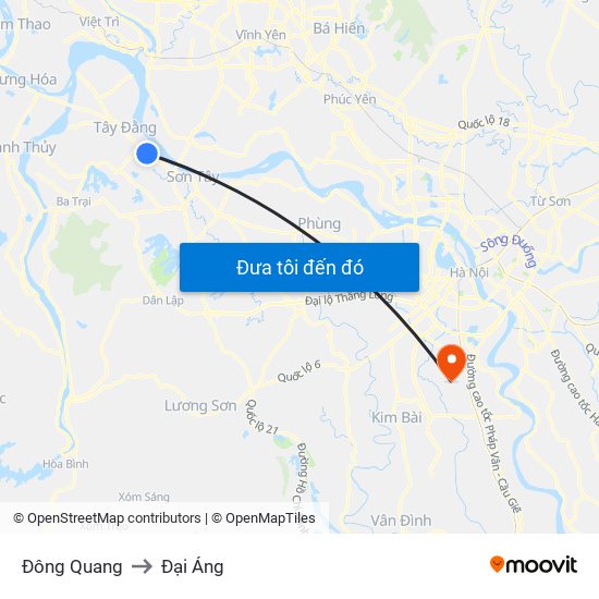 Đông Quang to Đại Áng map