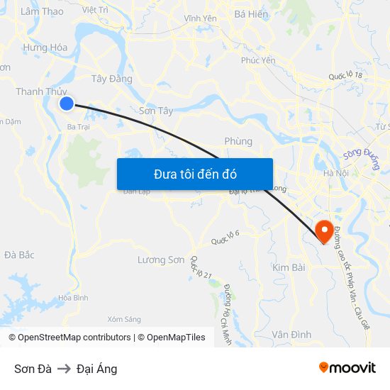 Sơn Đà to Đại Áng map