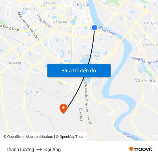 Thanh Lương to Đại Áng map