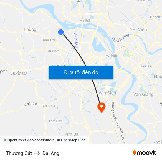 Thượng Cát to Đại Áng map