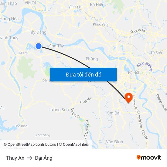 Thụy An to Đại Áng map