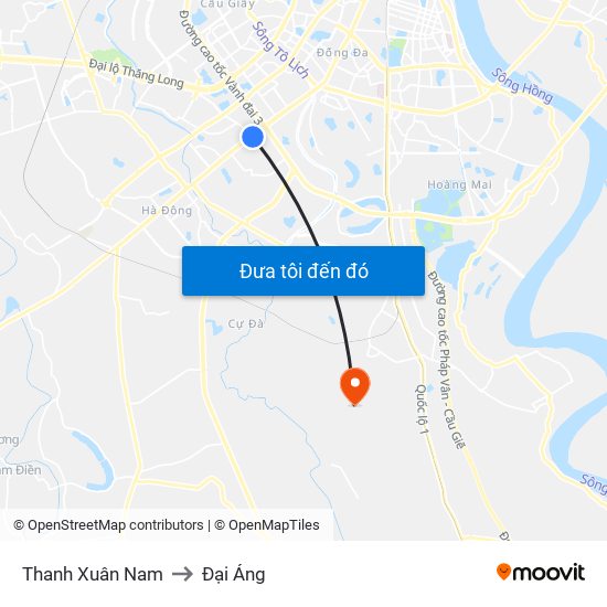 Thanh Xuân Nam to Đại Áng map