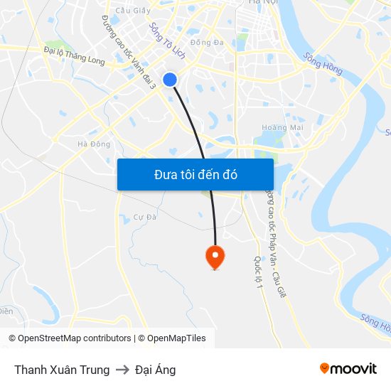 Thanh Xuân Trung to Đại Áng map